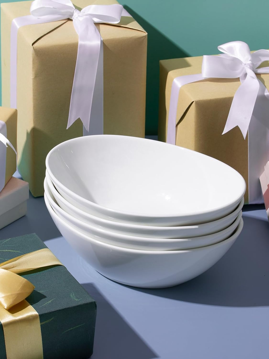 LIFVER 9 White Serving Bowls Set of 4