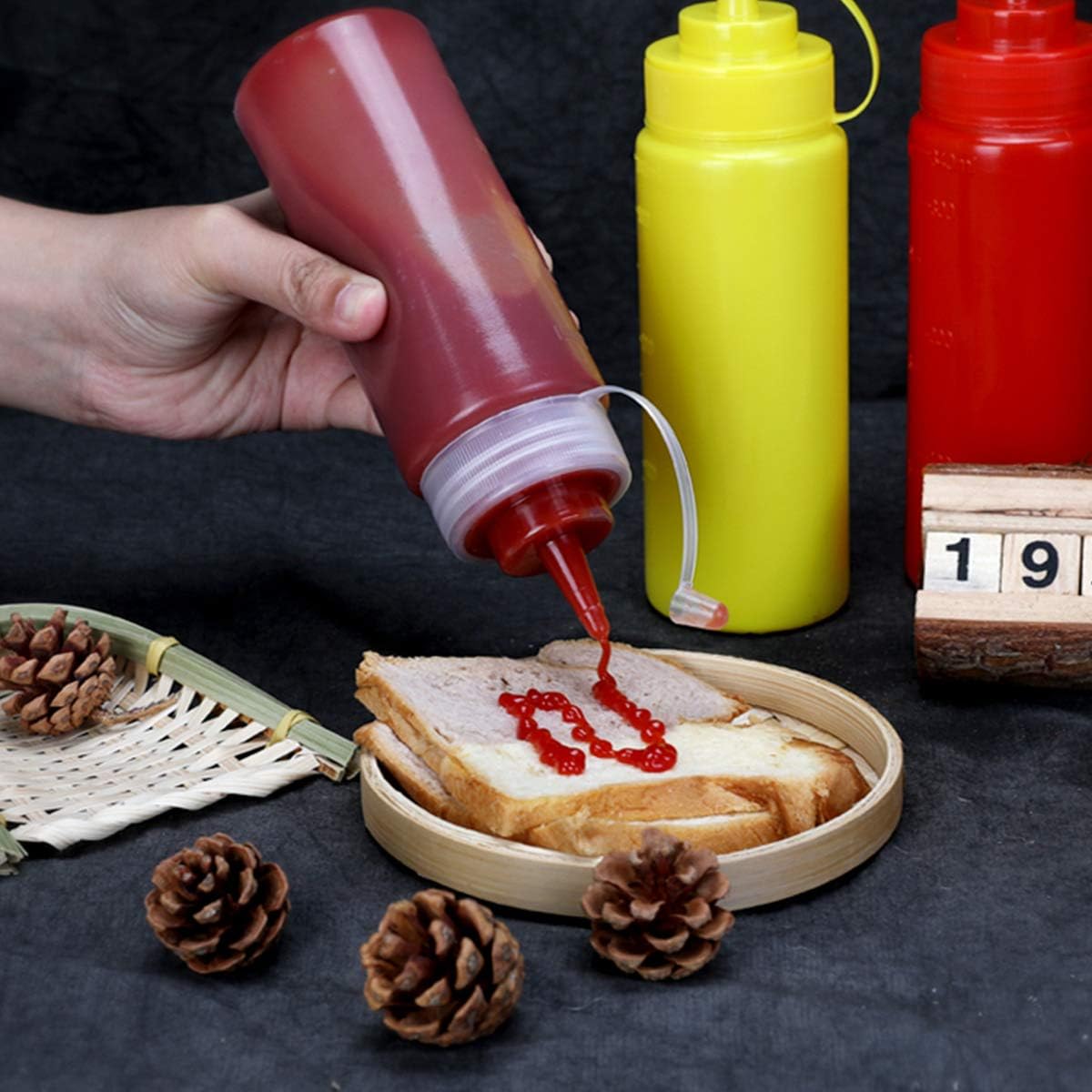 12-Piece Bekith 16 oz Wide Mouth Squeeze Condiment Bottles