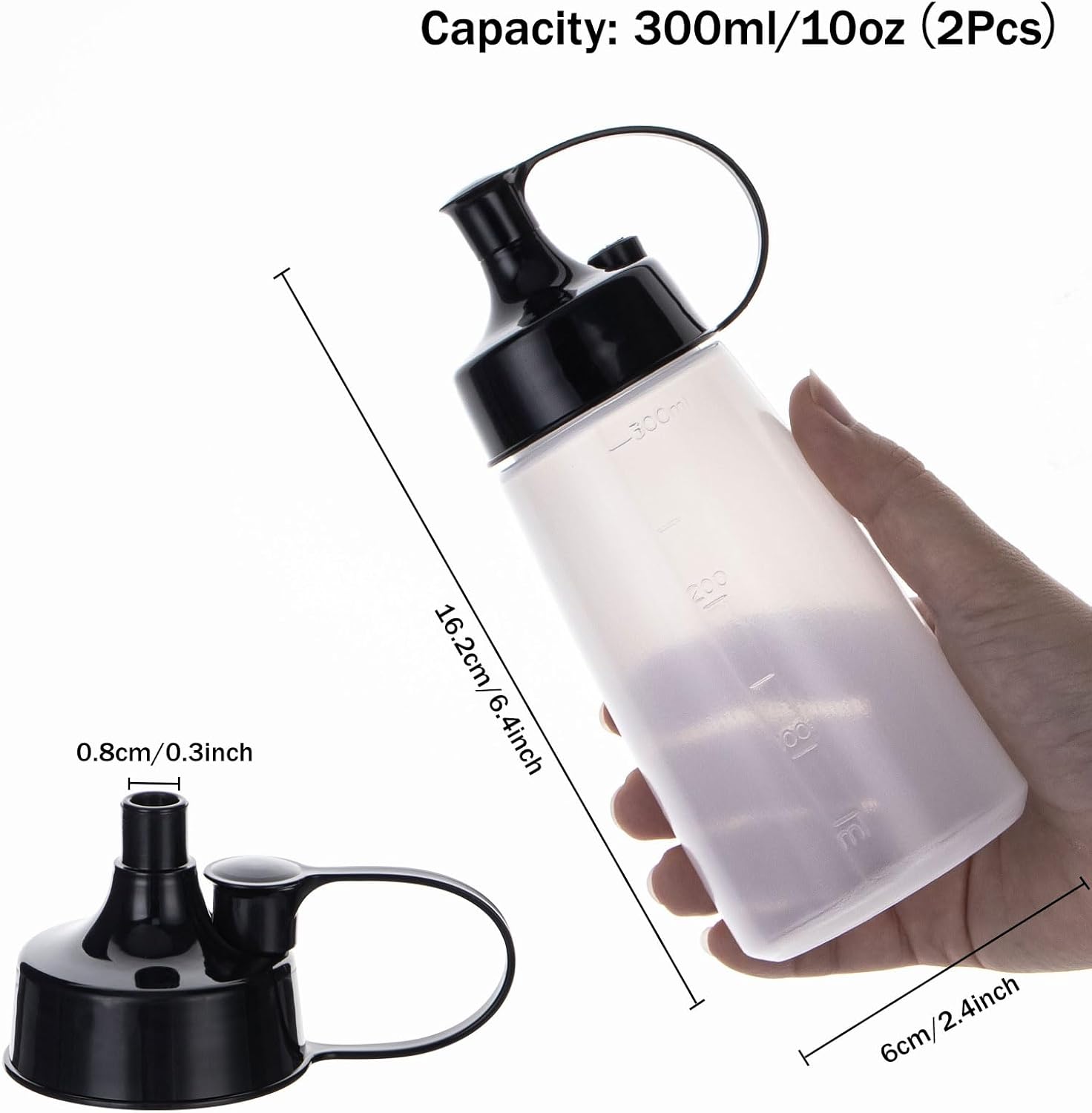 Deesoo Premium Squeeze Bottles 300ml Eco-Friendly Durable Set of 2