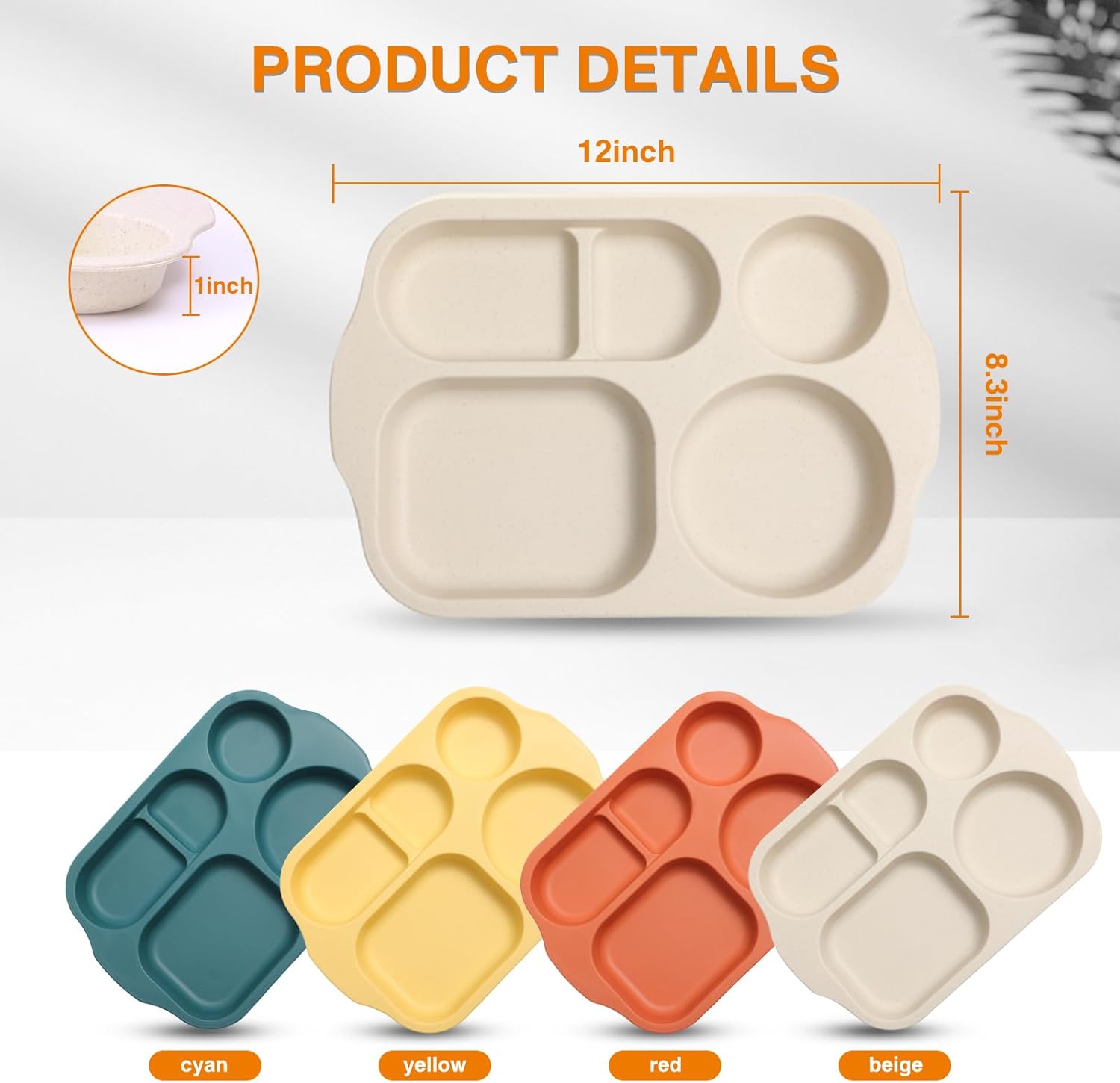 8-Piece Divided Plates Set for Kids Adults and Entertaining Use