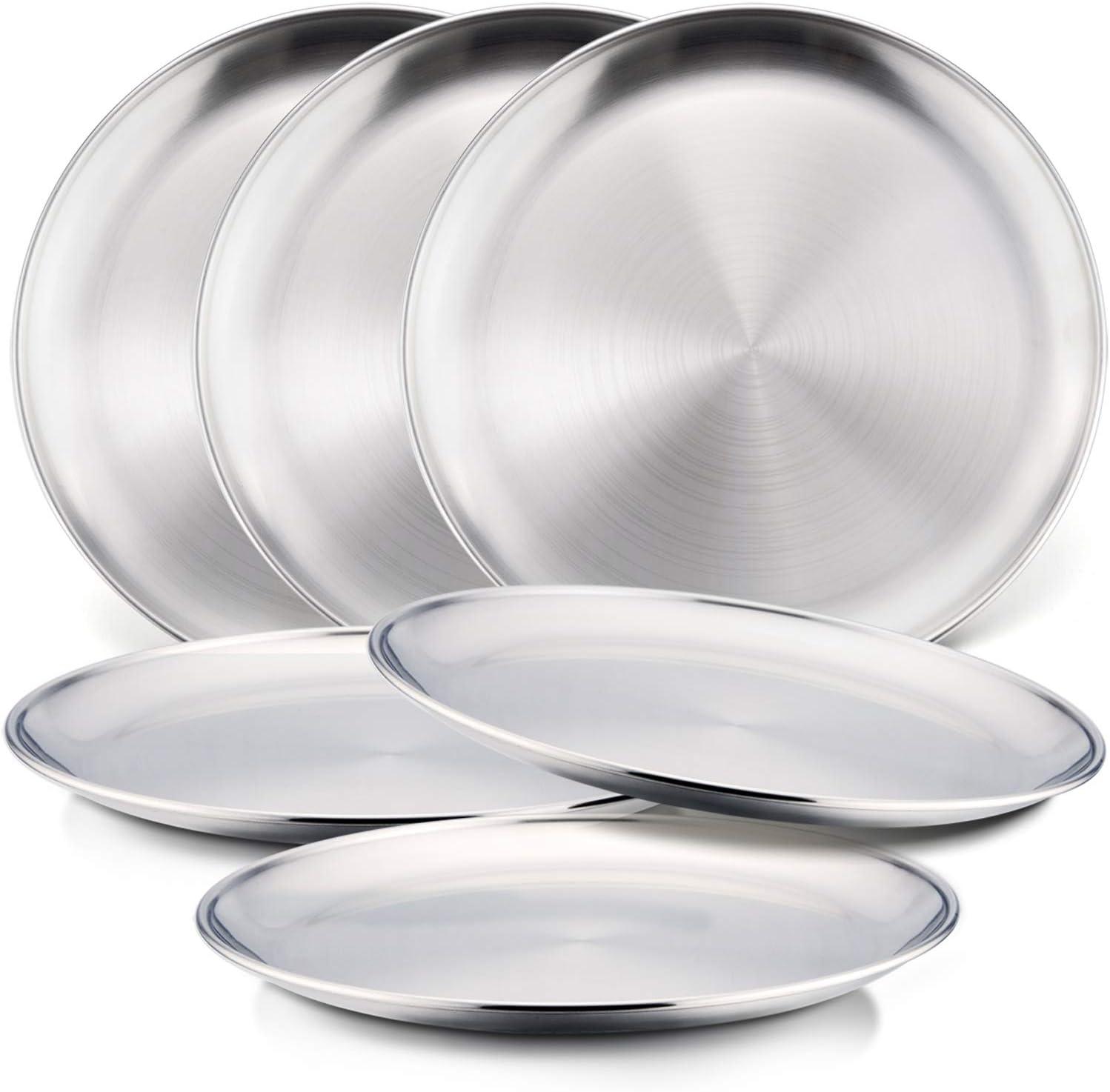 HaWare 6-Piece Stainless Steel Plates for Kids