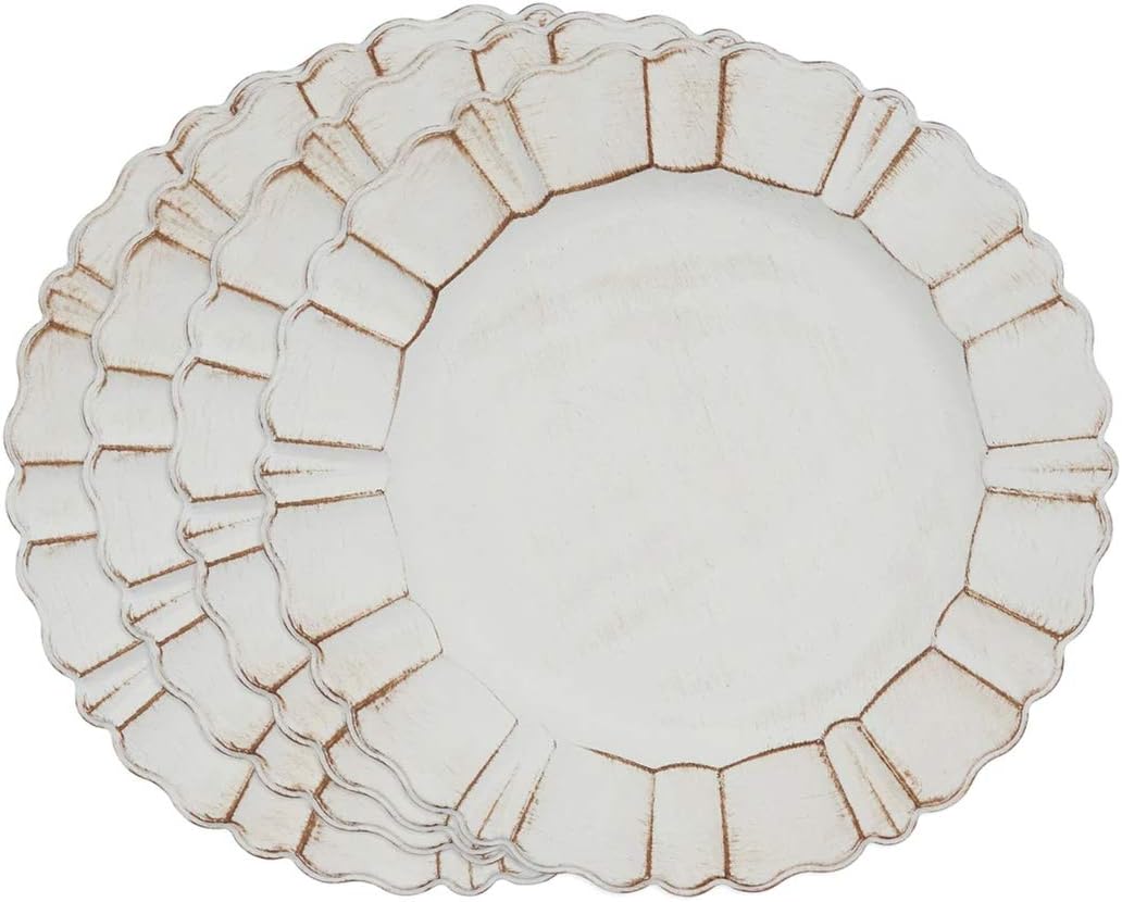 Fennco Styles 13 Ivory Ruffled Chargar Plates Set of 4