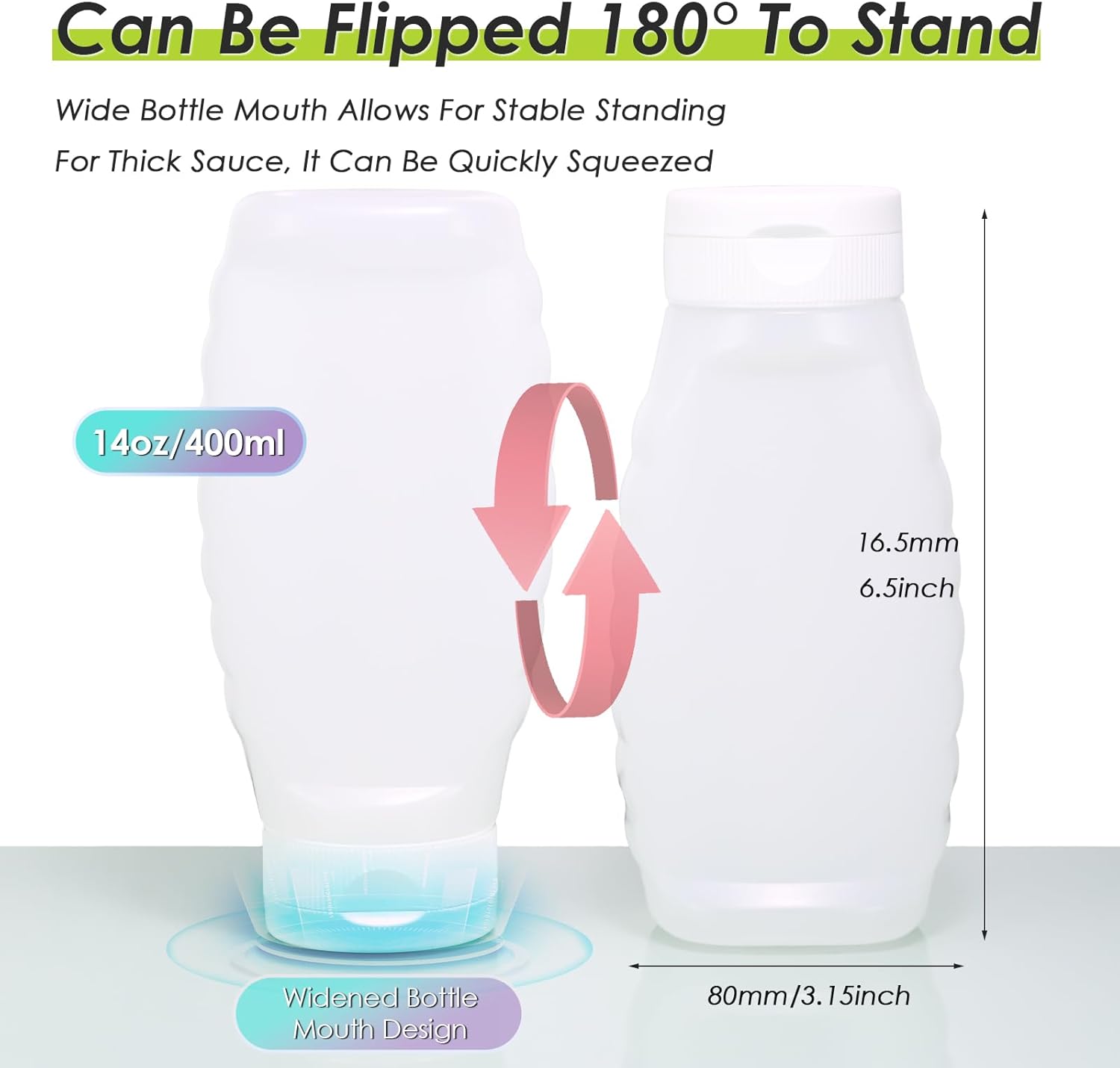 Nacxbwer - Condiment Squeeze Bottles with Silicone Funnel and Leak-Proof Design