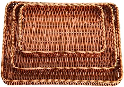 Yarlung 3 Pack Woven Baskets Serving Trays with Handles