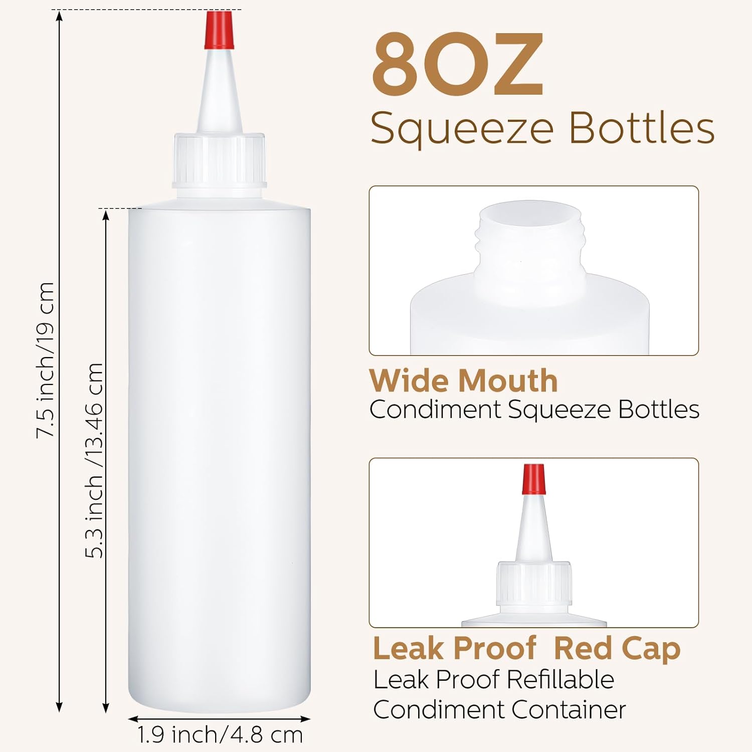 Jinei 60-Piece 8 Oz Squeeze Bottle Set