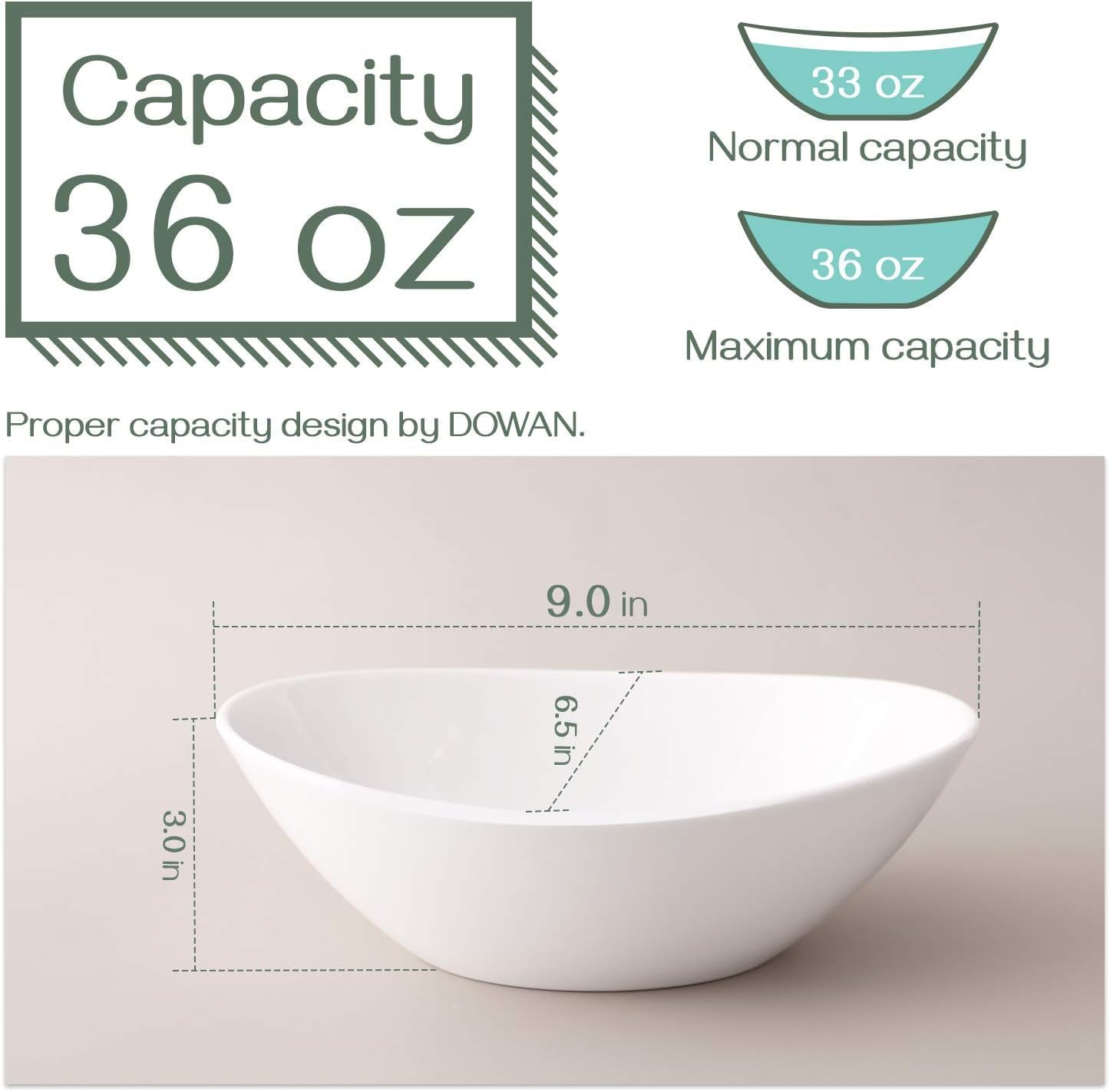 DOWAN 9 Serving Bowls Set of 4 White