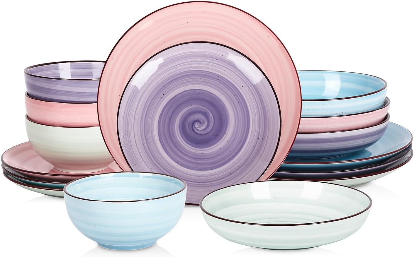 Stylish 16-Piece Dinnerware for 4 with Gradient Design