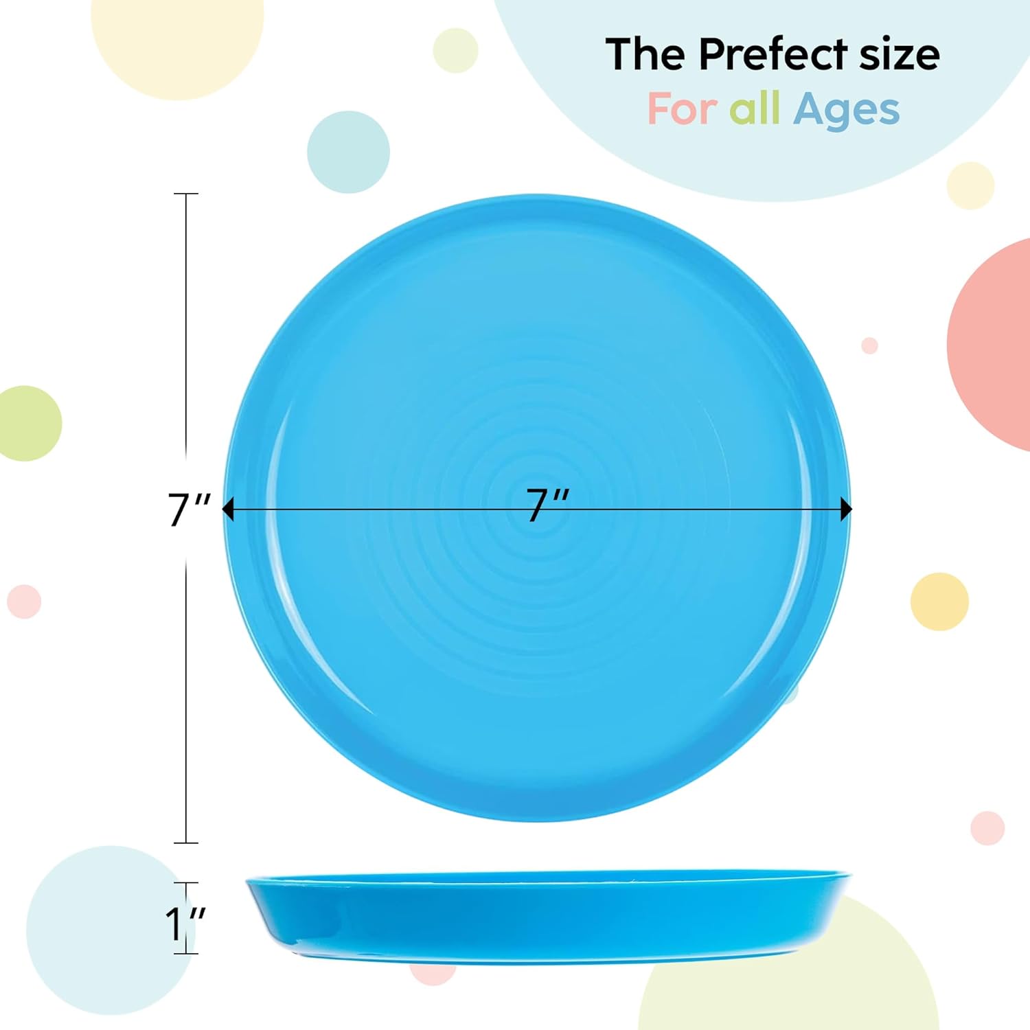 Kids Plates Set of 12 - Reusable BPA-Free Microwave Dishwasher Safe