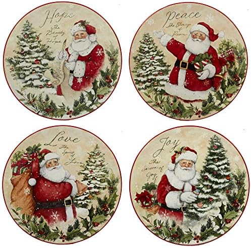 Certified International Holiday Wishes - Cutesy 9 Dessert Plates Set of 4