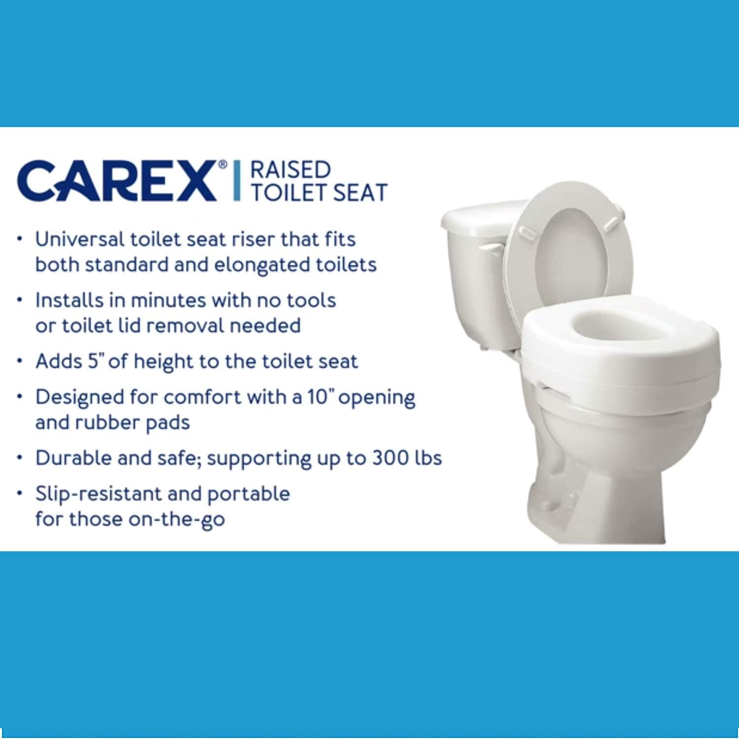 Carex Elevated Toilet Seat - 55 inch Riser