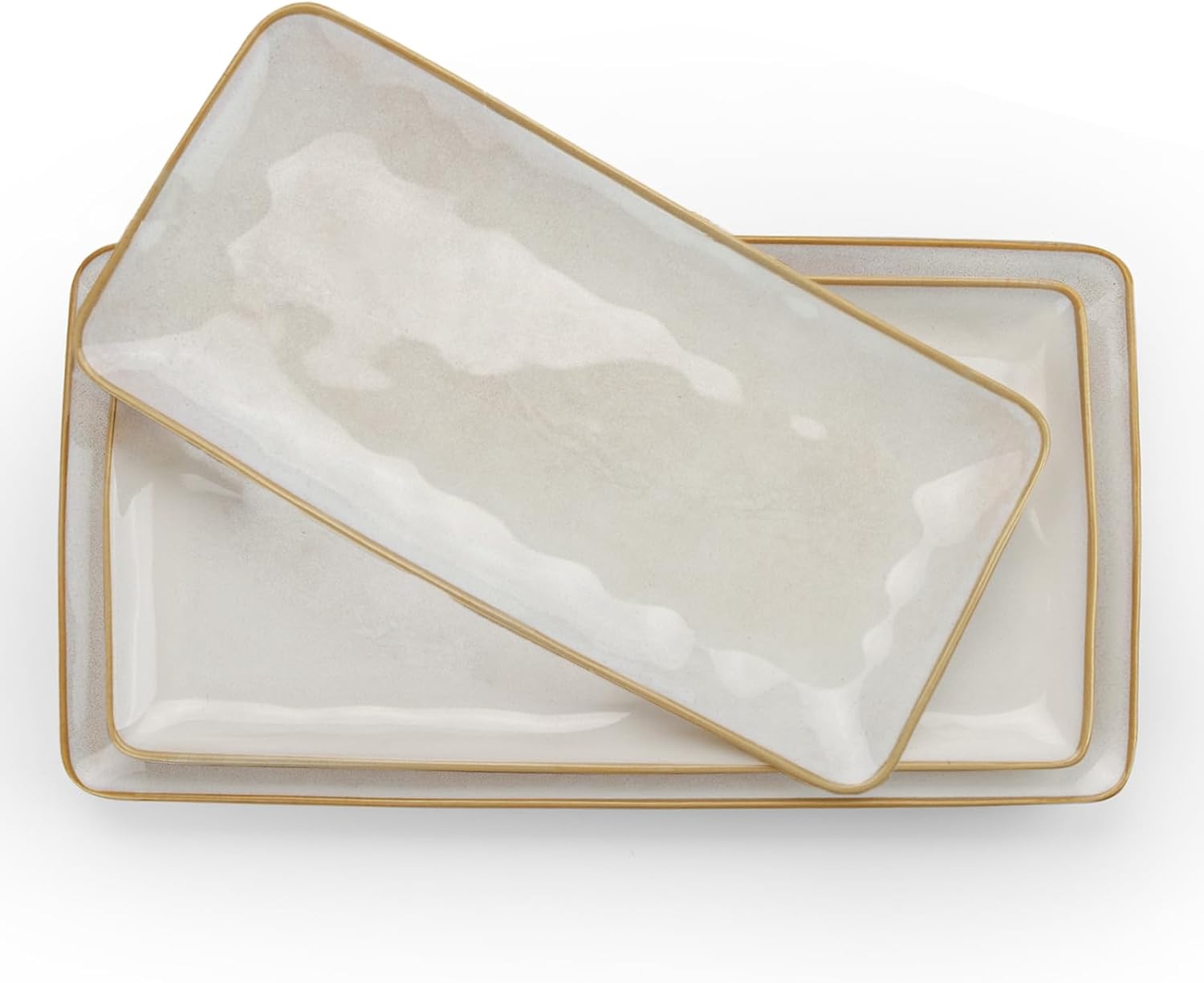 Stoneware Serving Platter Ocean Series Cappuccino White