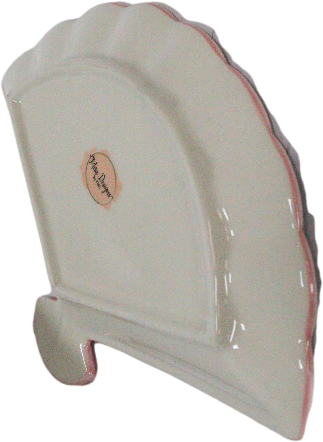 Ebros 4-Piece Oriental FoldedFan Shaped Appetizer Plates Pink Floral Design