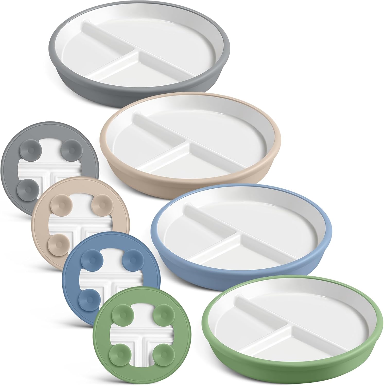Domensi 8 SafePorcelain Plates for Kids with Anti-Slip Silicone Sleeves