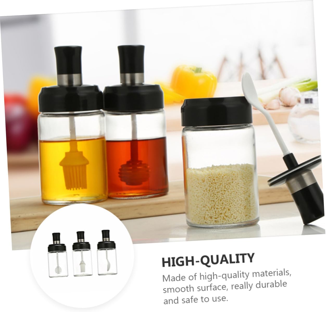 3Pcs 250ml Kitchen Seasoning Bowl Set Condiment Squeeze Bottle