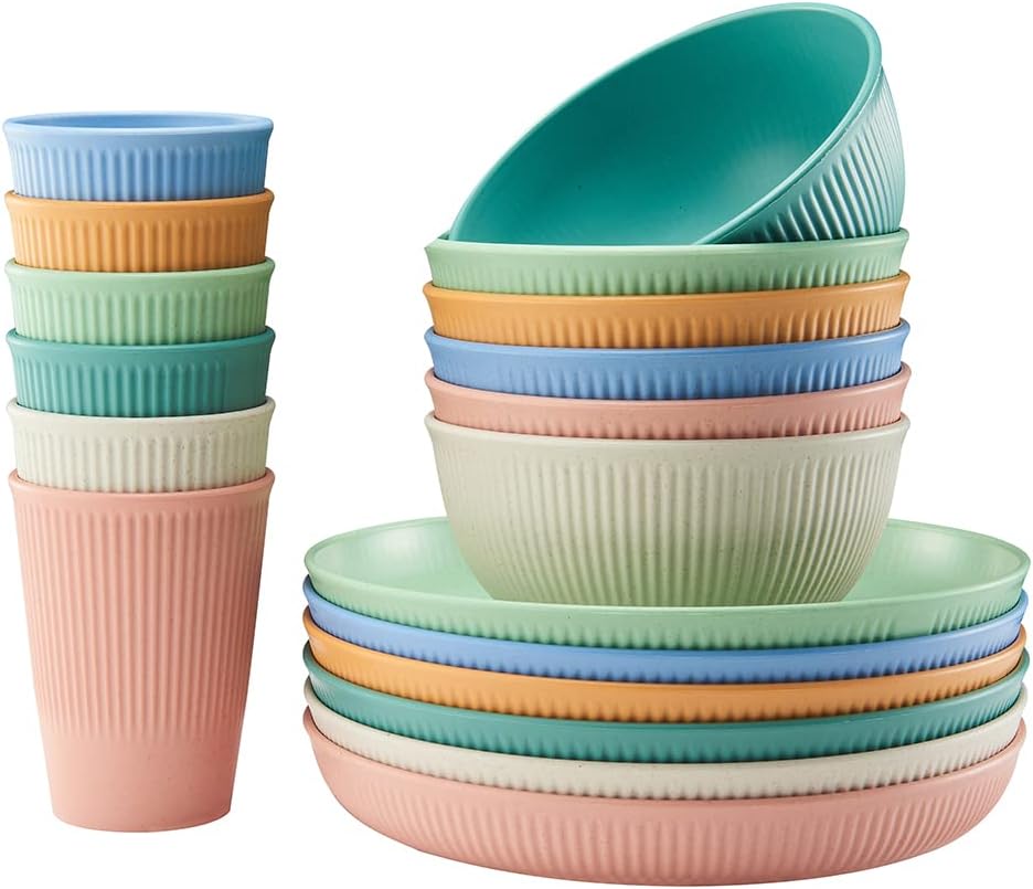 18pcs Unbreakable Reusable Dinnerware Set