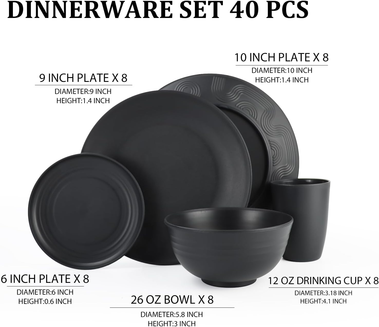 Organic Reusable Plastic Dinnerware Set with Wheat Straw