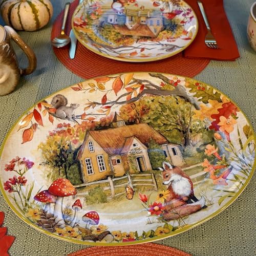 Perfect Oval Turkey Platter with Woodland Critters Design