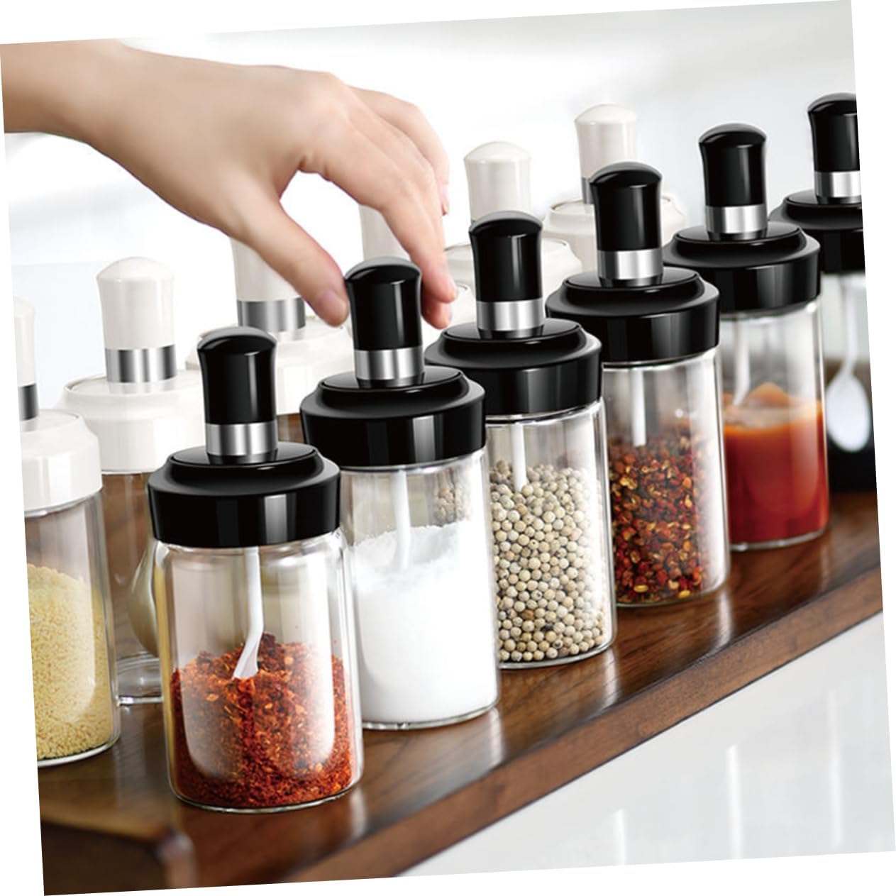 HOLIDYOYOSpace-Saving Condiment Set with Lids Spoons