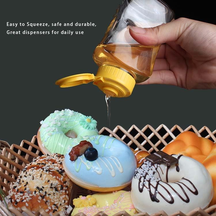 2-Pack Plastic Honey Squeeze Bottles with Funnel Durable BPA-Free Kitchen Dispensers