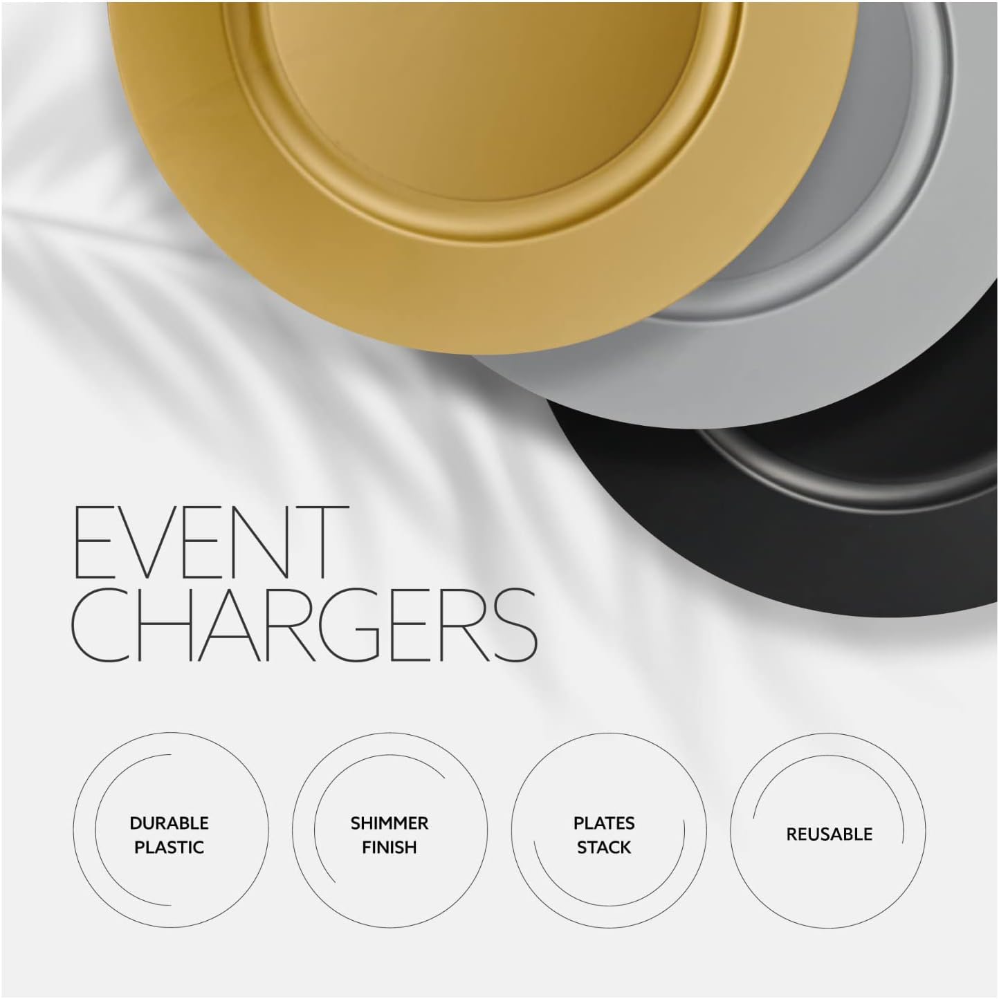 Elegant disposable charger plates 13 black
