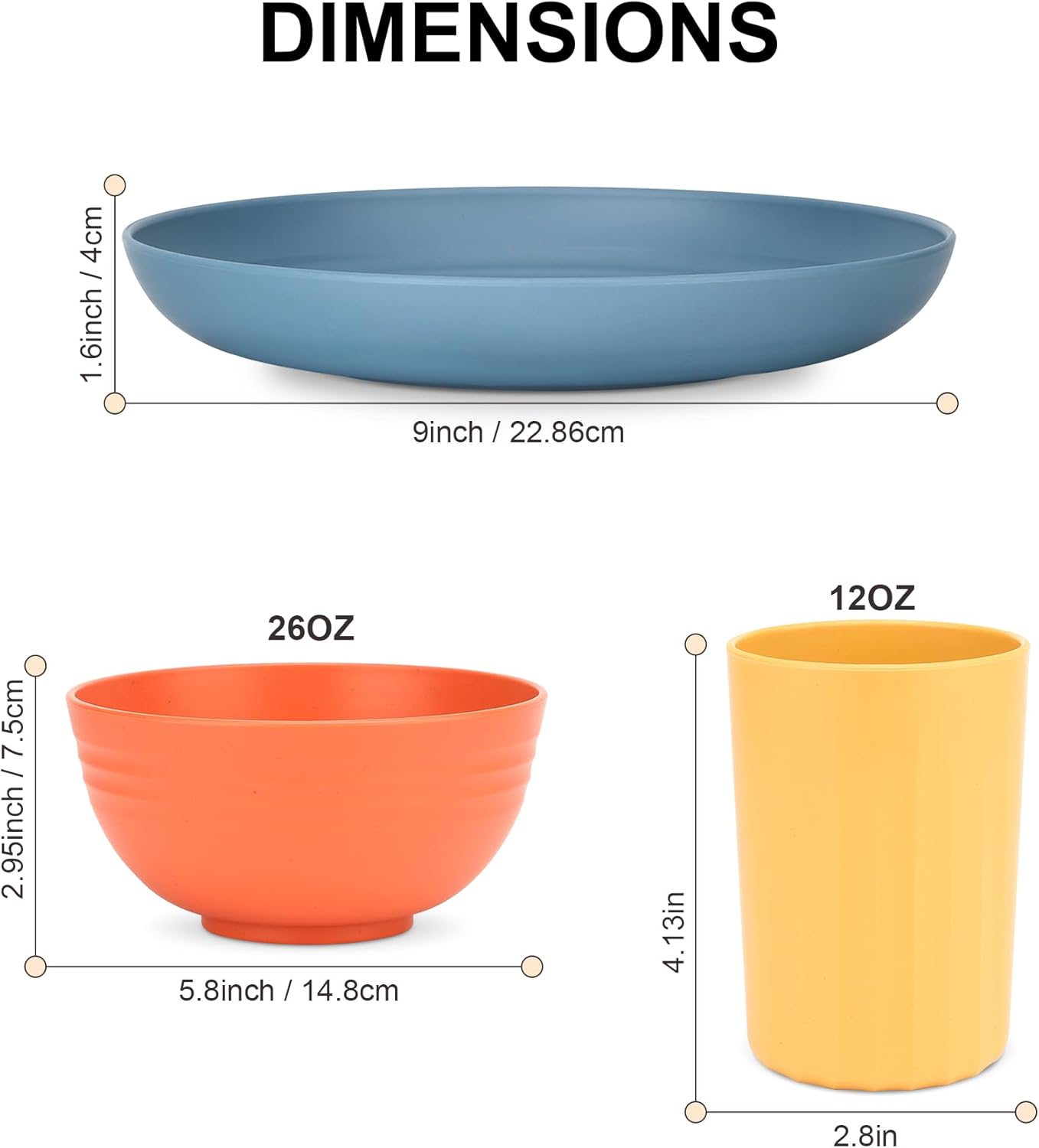 HOTECH 20-Piece BPA-Free Dinnerware Set