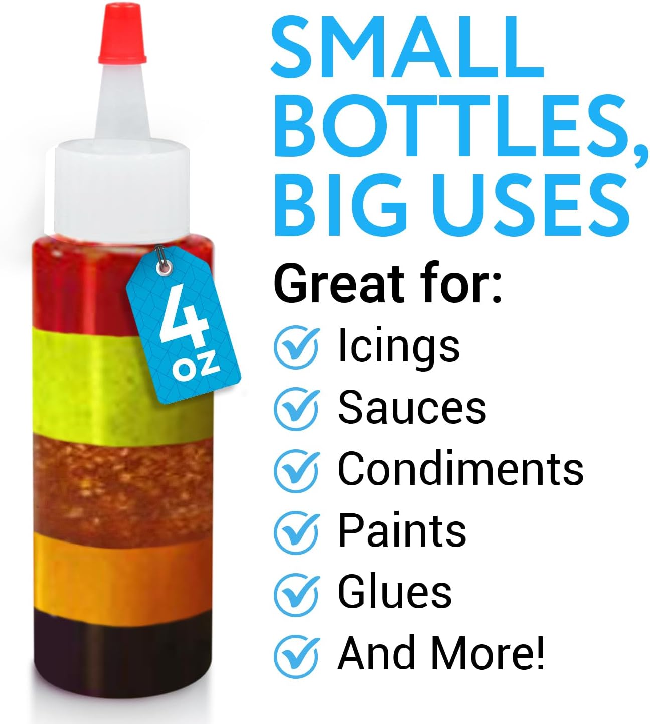 IMPRESA 4 oz Plastic Squeeze Bottles 8 Pack