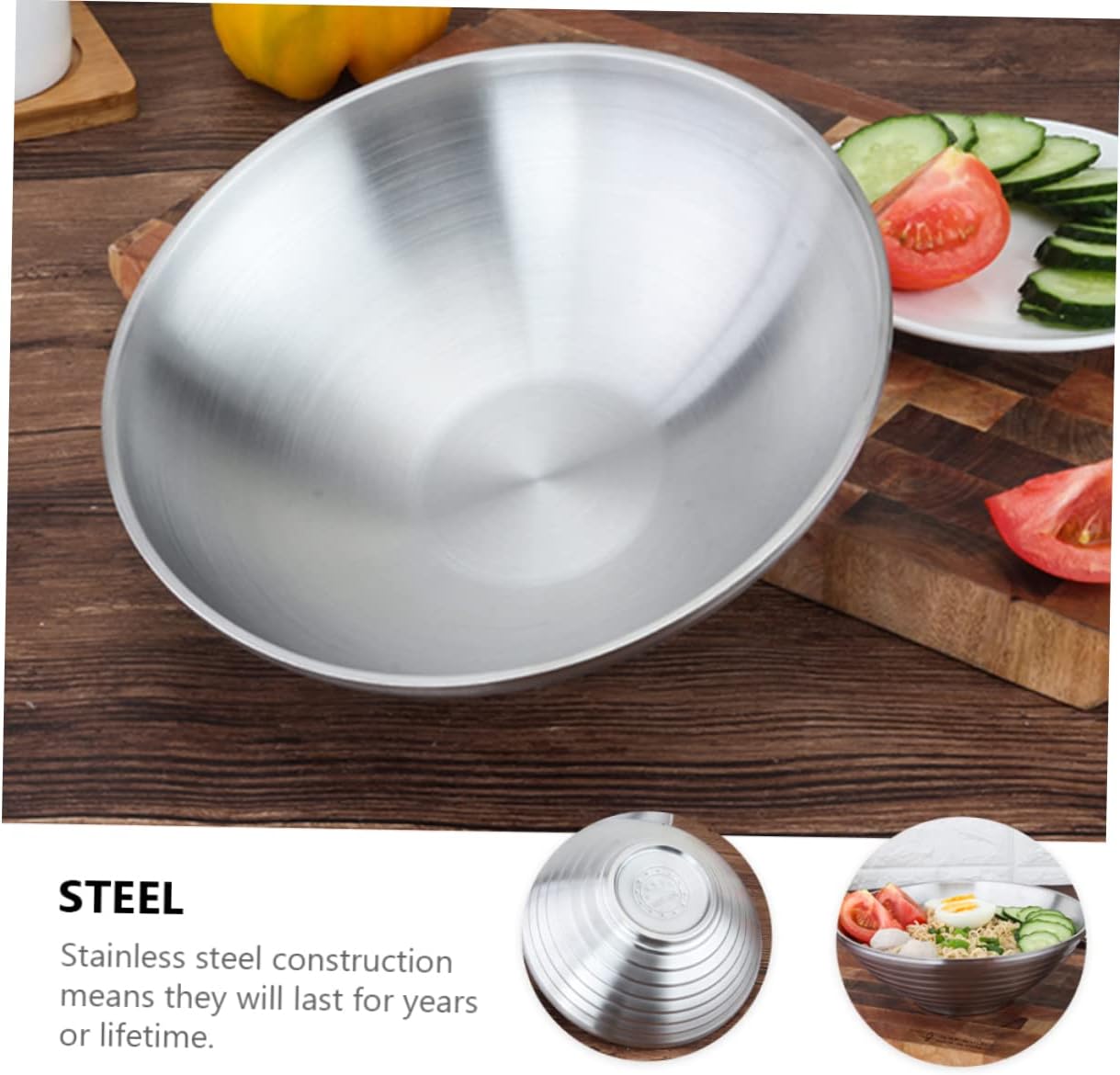 3-Piece Chrome Soup Bow Stainless Steel Dining Tableware Set