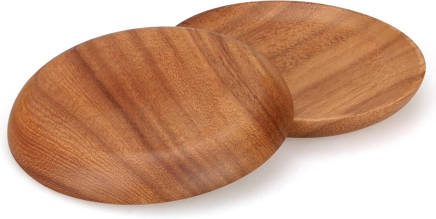 Two Small Wooden Dessert Plates for Acacia Wood Snacks