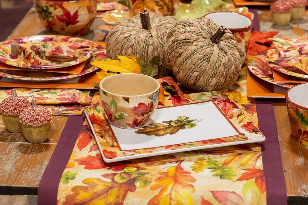 Boston International Ceramic Bowl Spreader Set - 14-Ounce Bright Autumn Thanksgiving