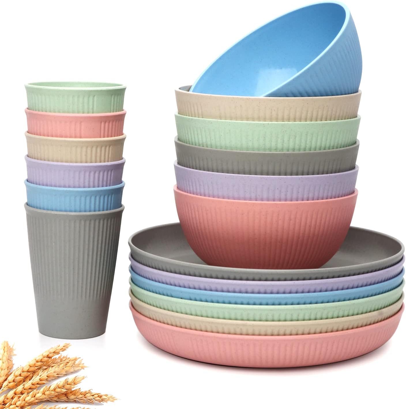 Eco-Friendly Wheat Straw Dinnerware Set for 6