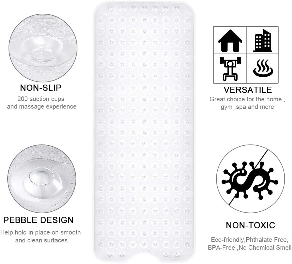 YINENN Bath and Shower Safety Mat 40x16 Inch Non Slip