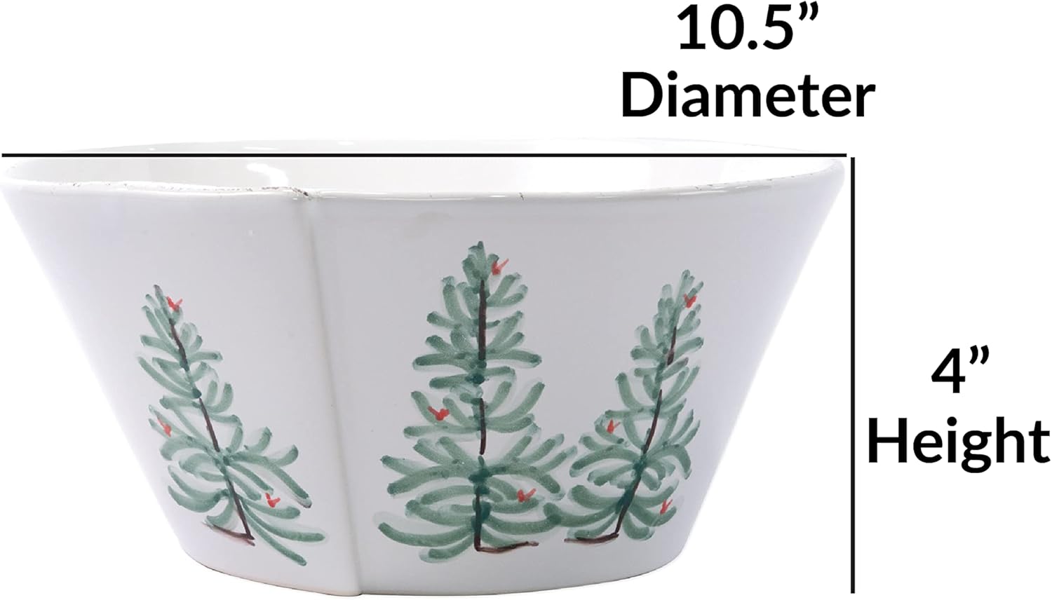 Vietri Lastra Holiday White Green Elegance Christmas Curling Bowl 105 D