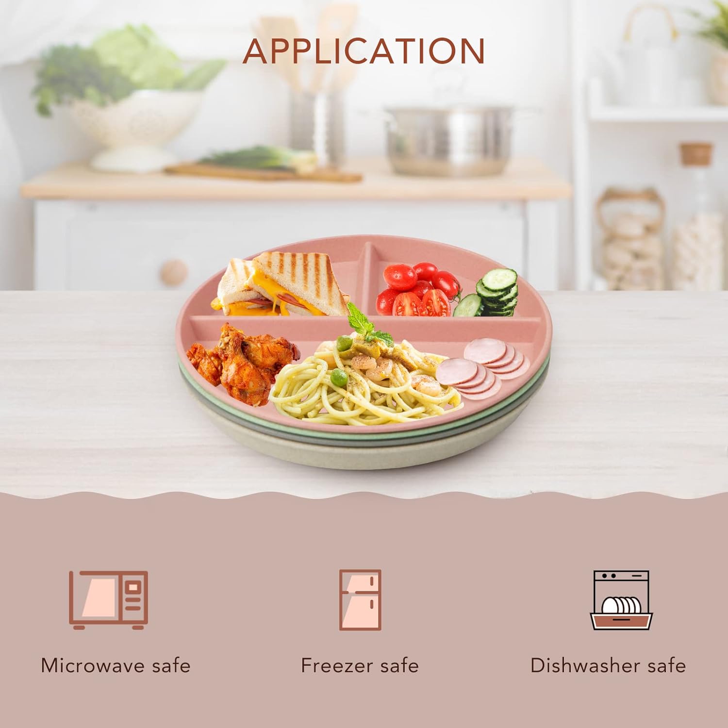 Sturdy Divided Plates with 4PCS Set