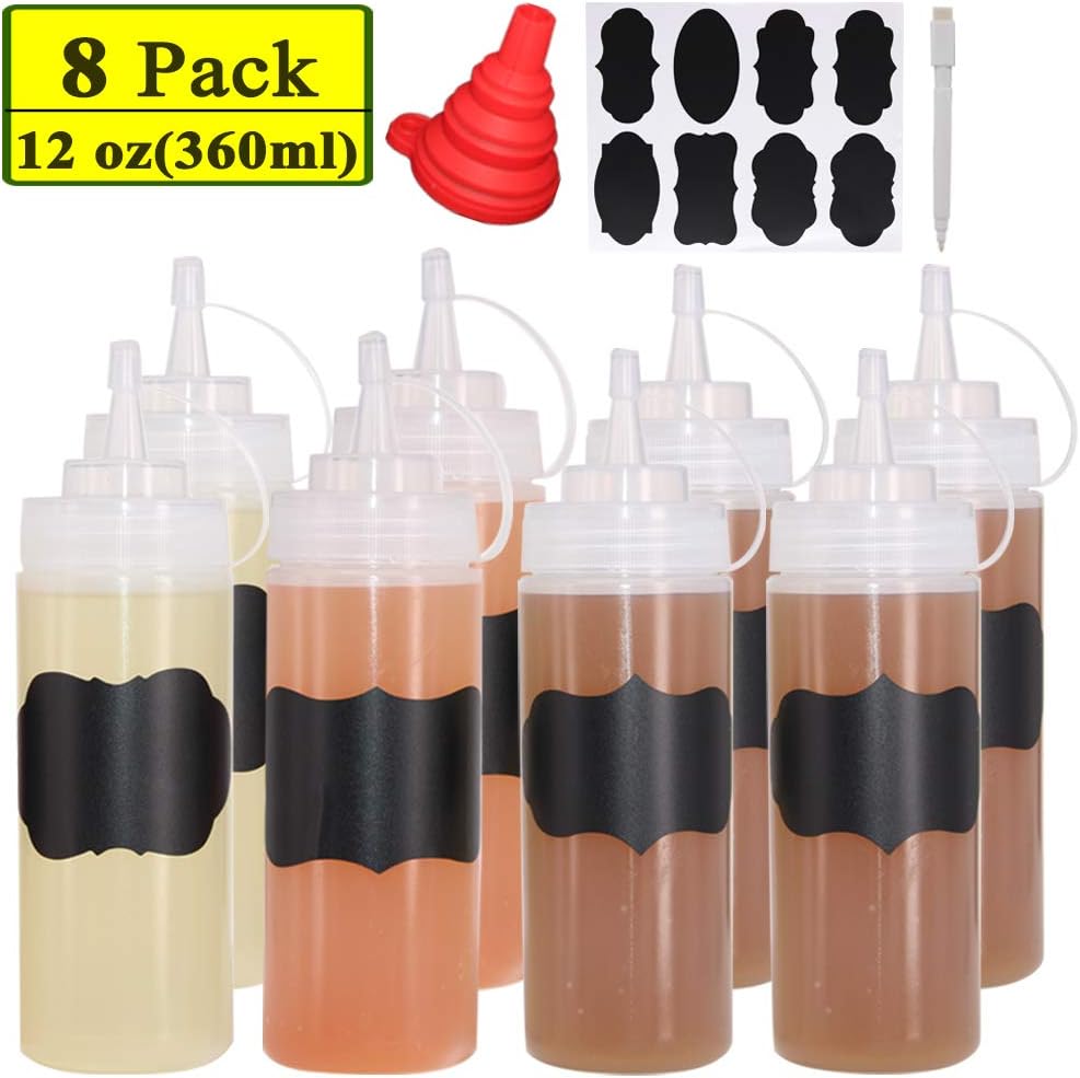 8 Squeeze Bottle Set with silicone funnel