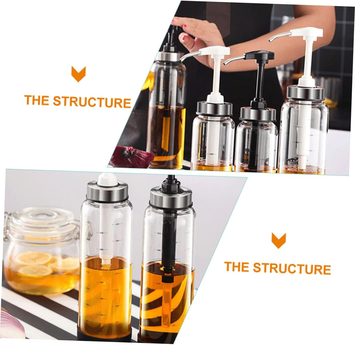Perfect for Honey Syrups Salad Dressings - 500ml Glass Metal Dispenser Initiatives