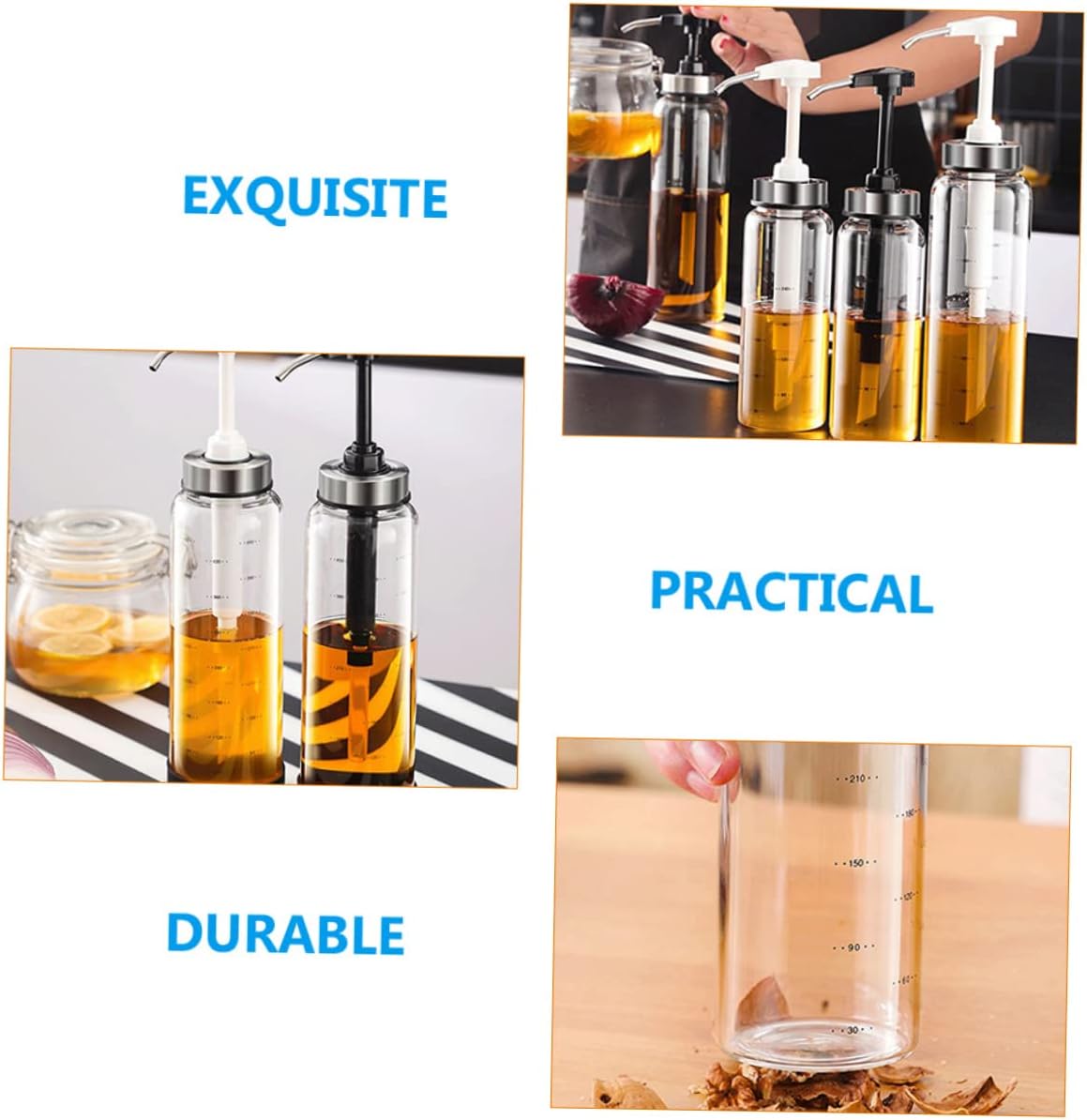 Perfect for Honey Syrups Salad Dressings - 500ml Glass Metal Dispenser Initiatives