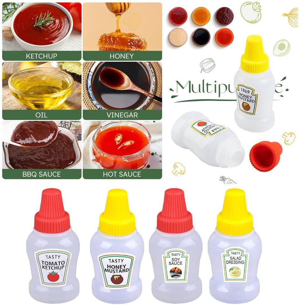25ml Mini Condiment Squeeze Bottles Set