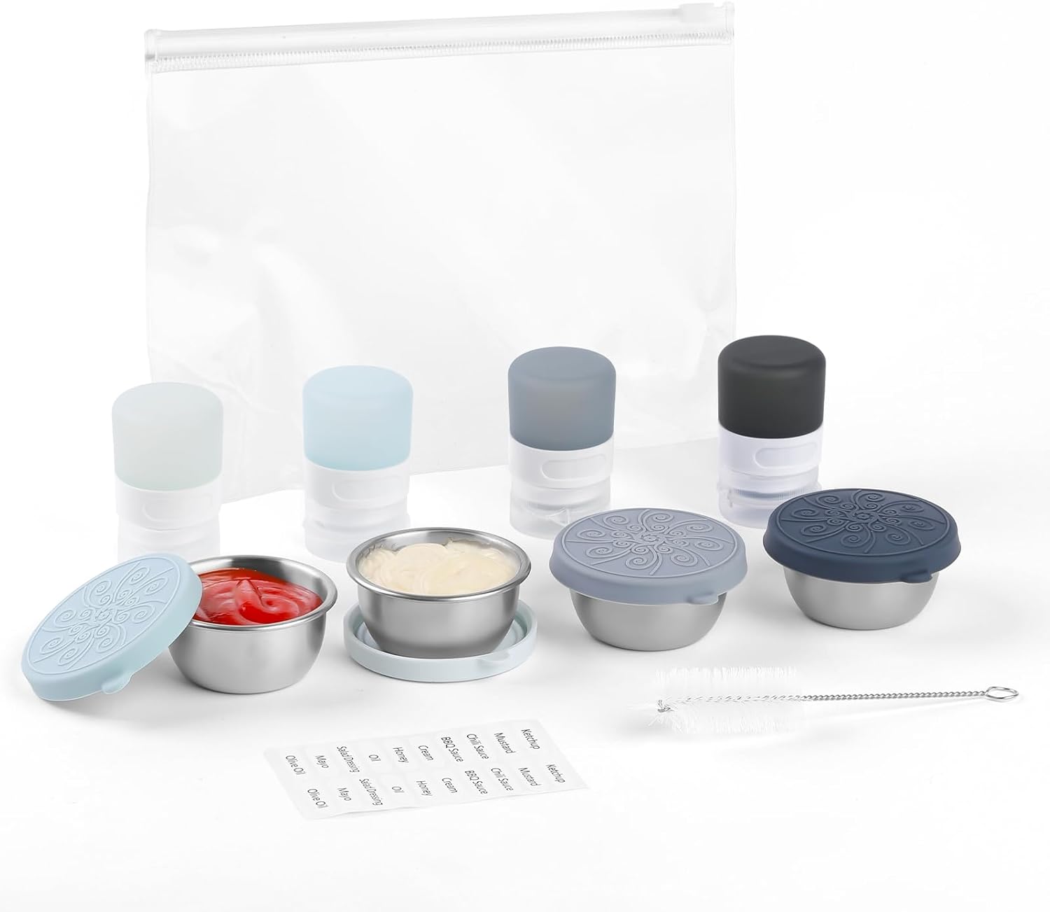 8-Piece Condiment Containers Set for Lunch Box