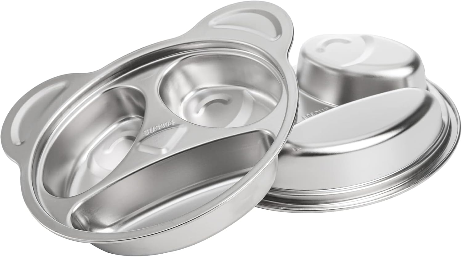 Lyellfe Set of 4 Stainless Steel Divided Plates