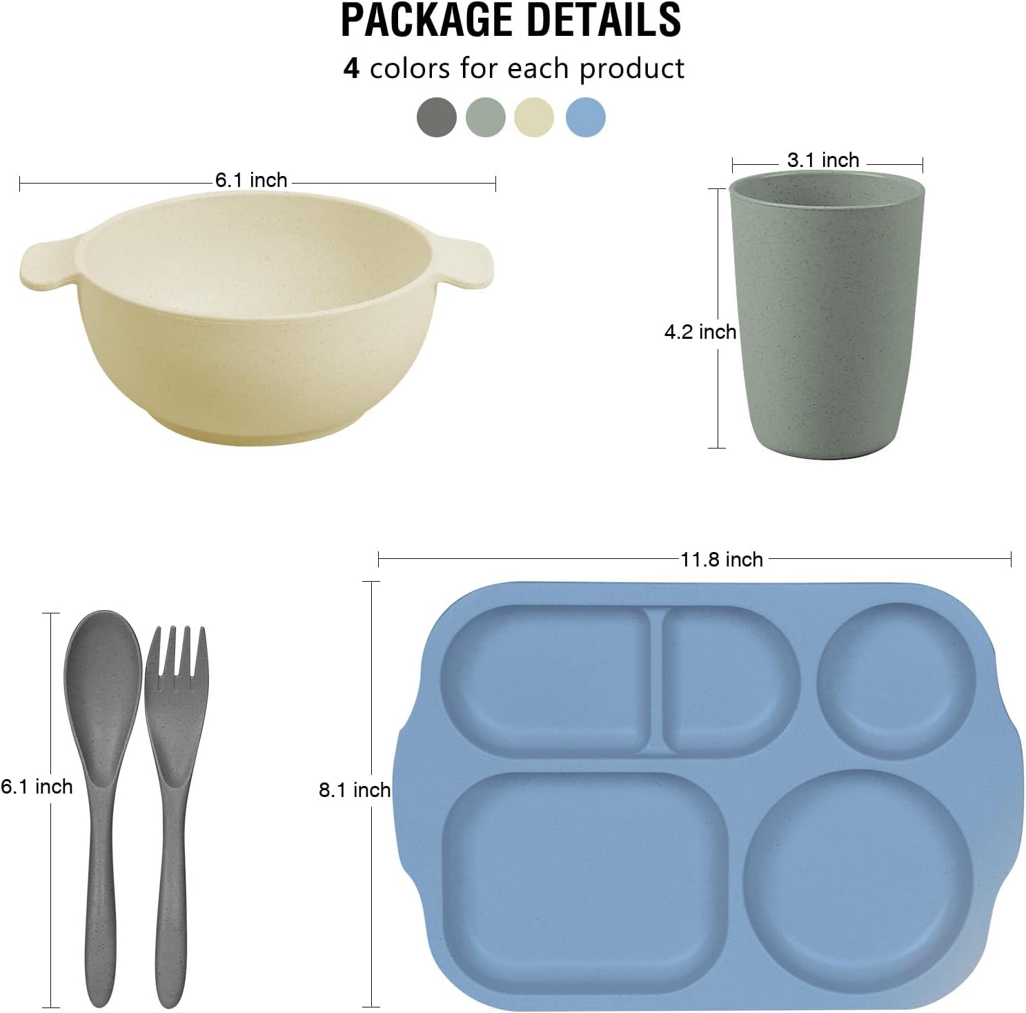 shopwithgreen Unbreakable Wheat Straw Dinnerware Set for Kids