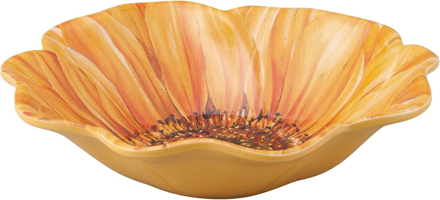 UP melamine dinner bowl set 6-piece sunflower BPA-free stackable