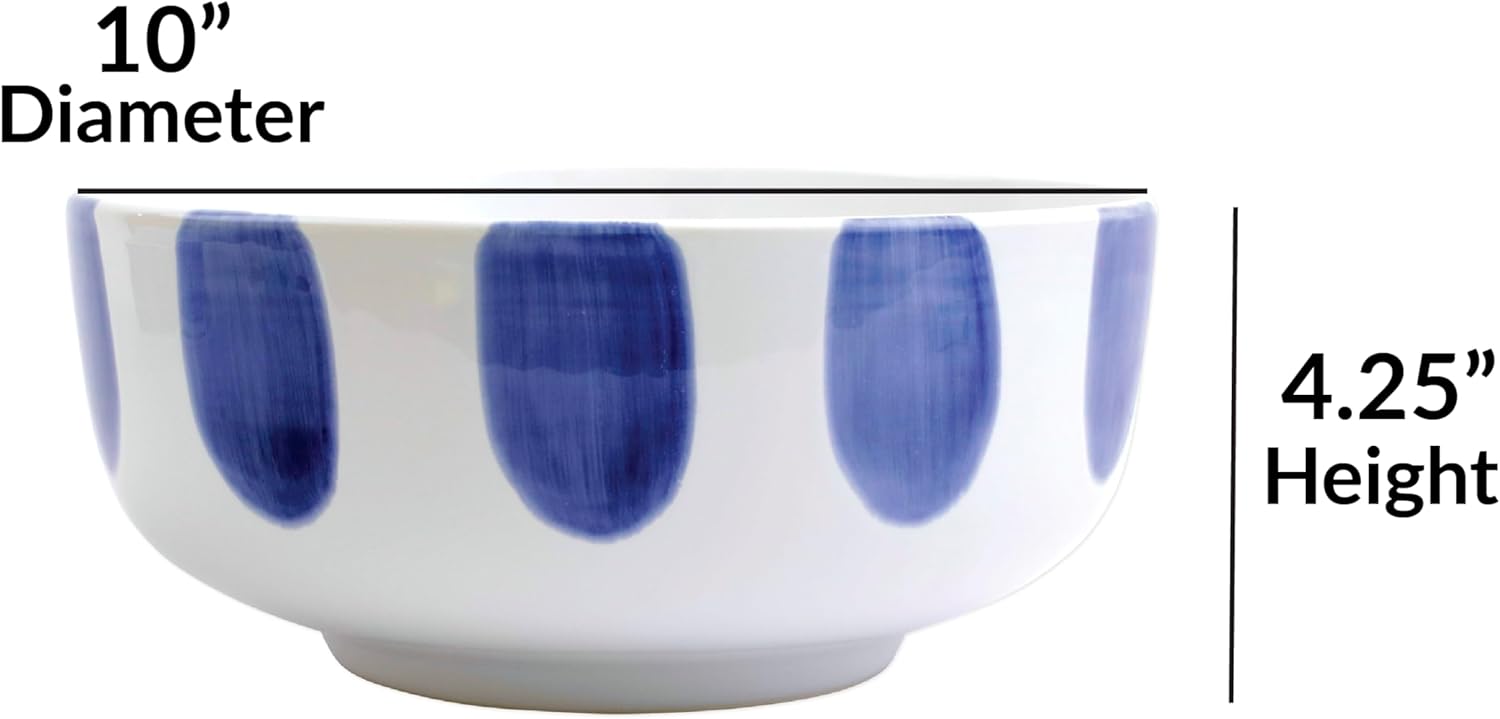 Vietri Viva Santorini Dot Large Footed Serving Bowl