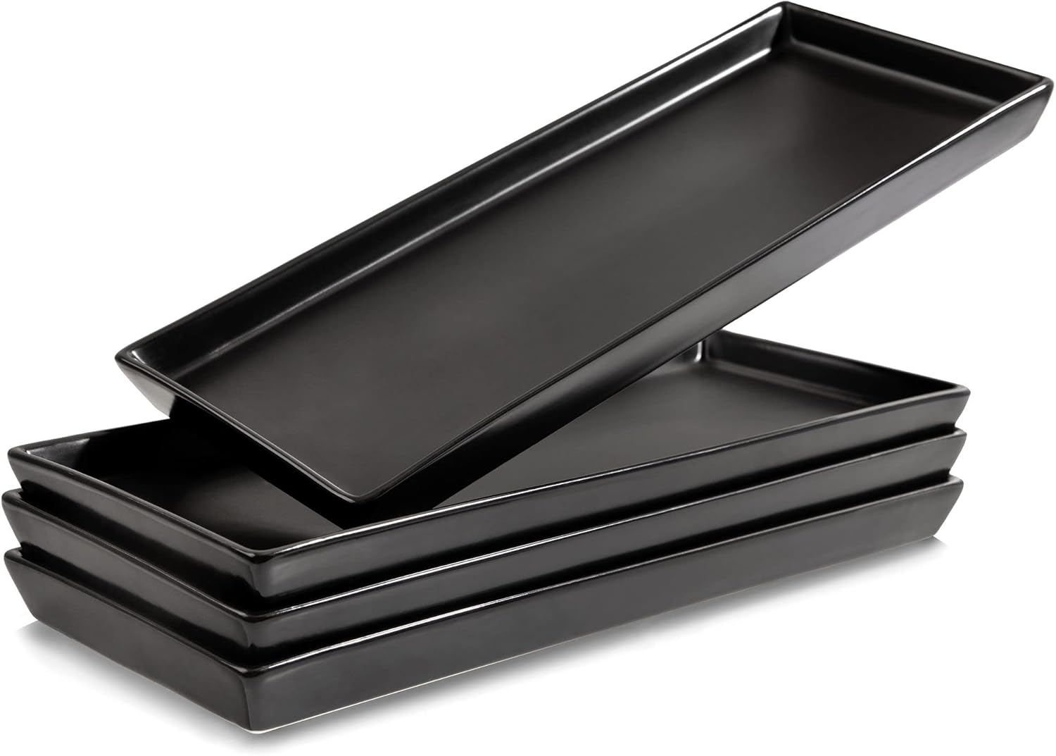 Home Beets Matte Black Ceramic Serving Platters Set of 4 for Entertaining