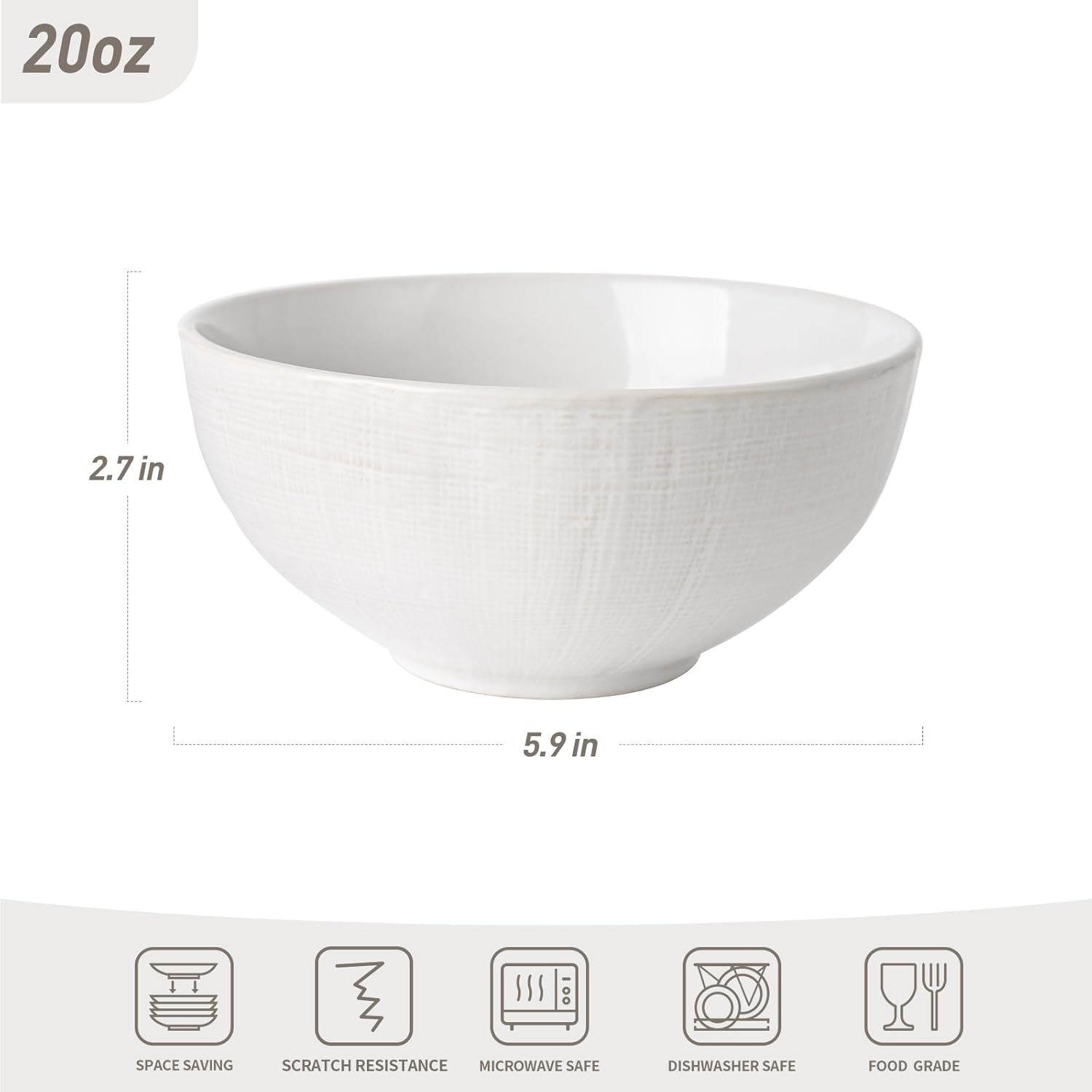 Famiware Moonlight Cereal Bowls Set 20oz Rice Bowls