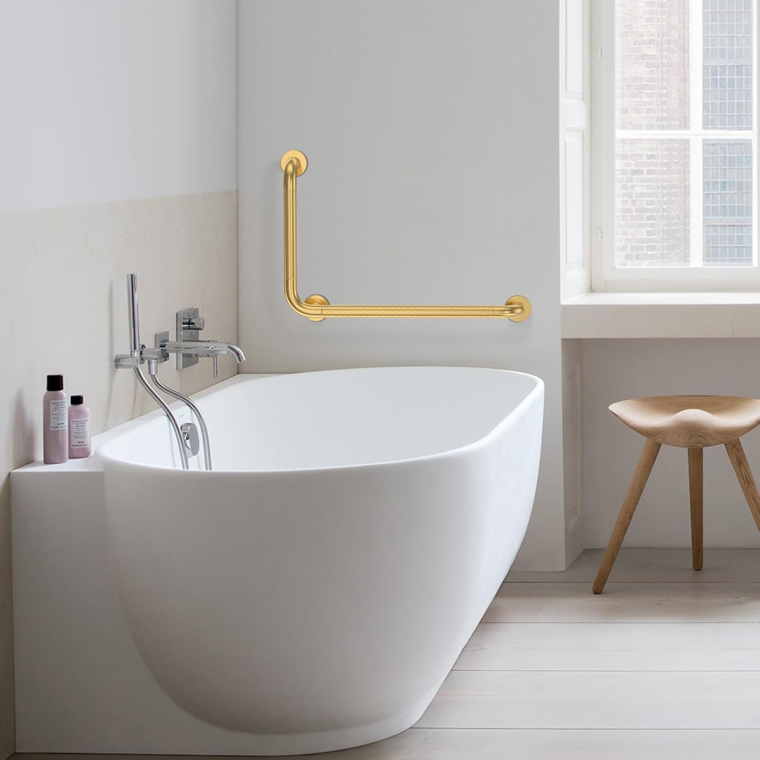 Safe L-Shaped Grab Bar for Bathrooms