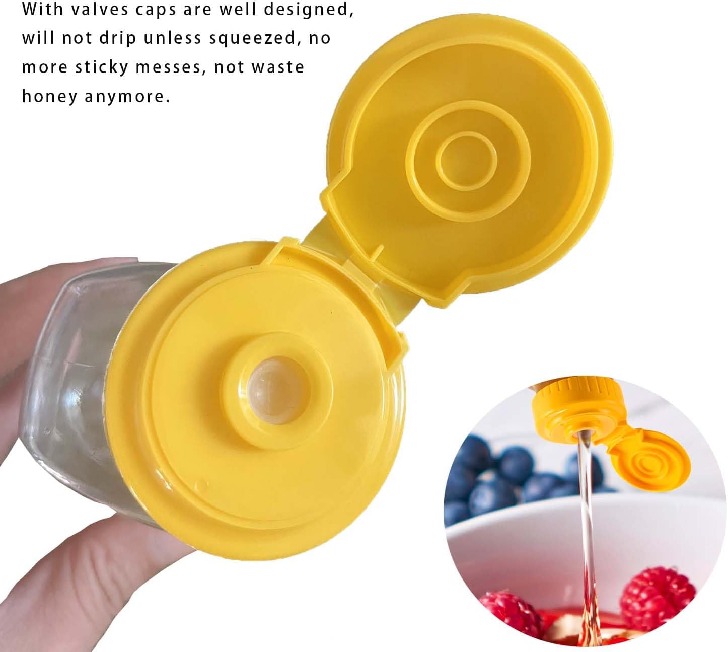 2-Pack Plastic Honey Squeeze Bottles with Funnel Durable BPA-Free Kitchen Dispensers