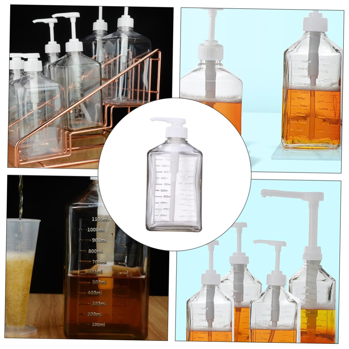 1100ML Glass Squeeze Bottle for Home Commercial Use - 10CC Capacity