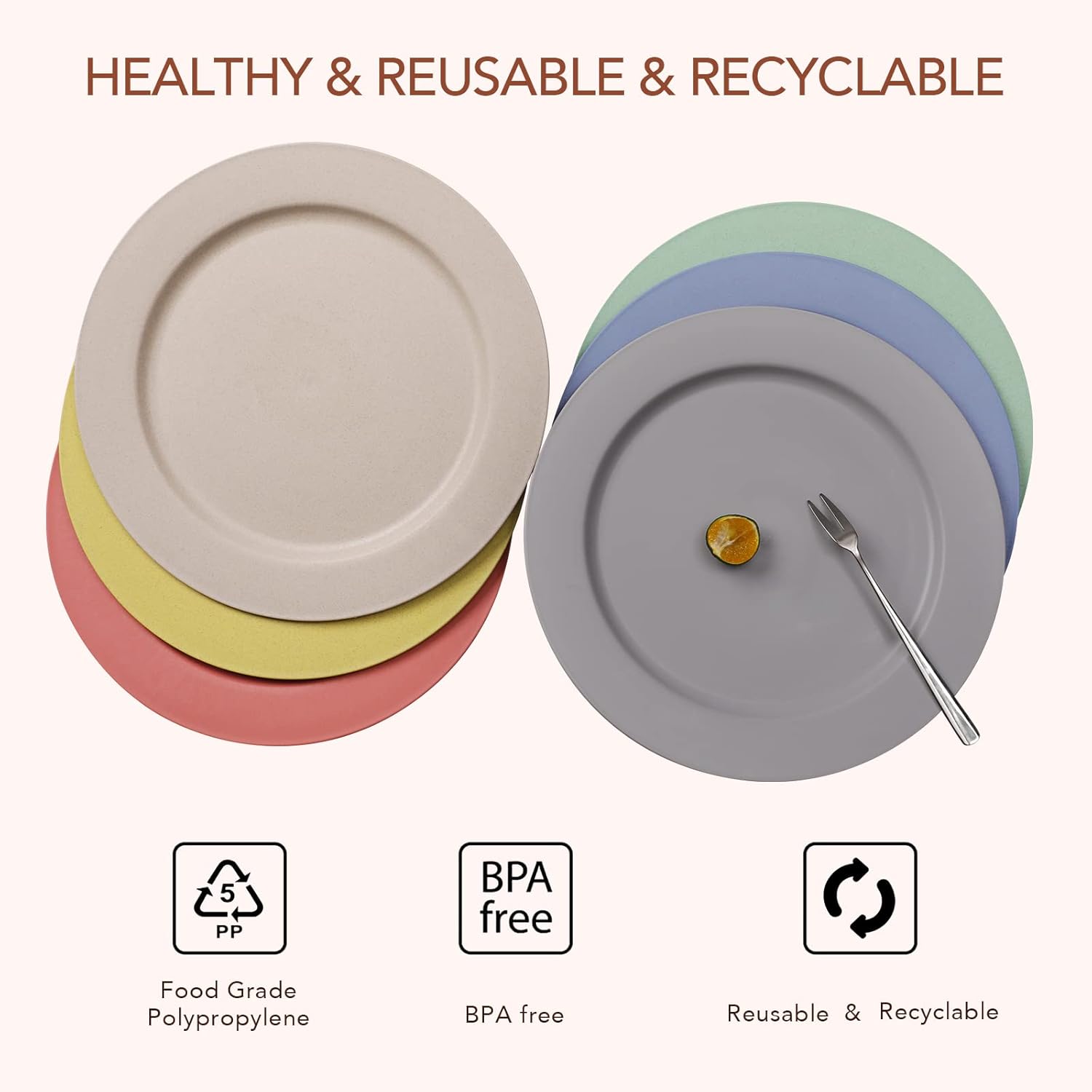 10inch6pcs GreenAndLife Reusable Dinner Plates