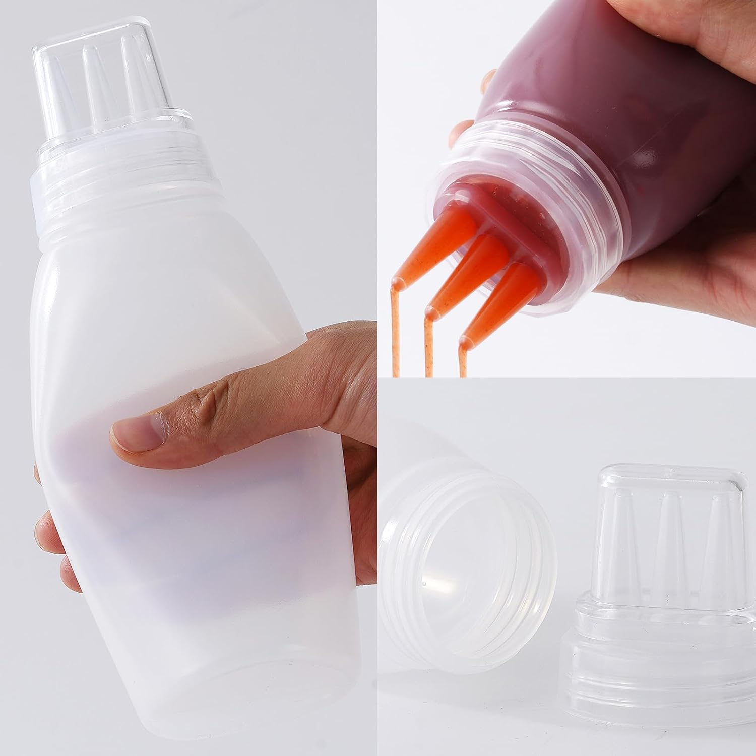 Werduoland 3-Hole Squeeze Bottles Set for Sauces Condiments and More