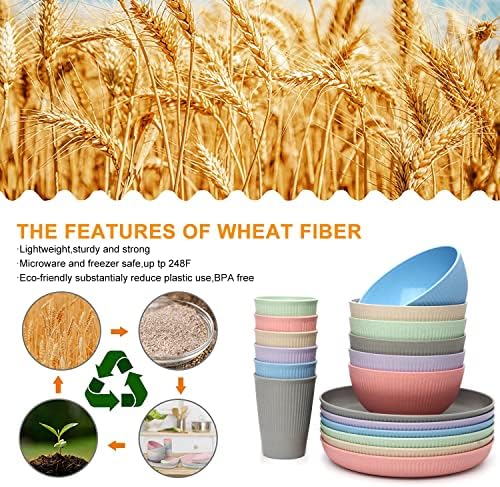 Eco-Friendly Wheat Straw Dinnerware Set for 6
